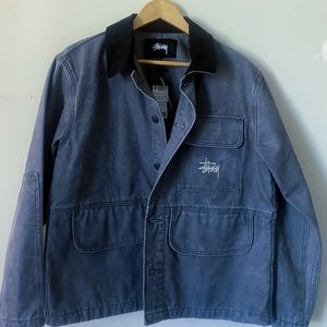Stussy M Main washed chore jacket, Size S, Color Grey.